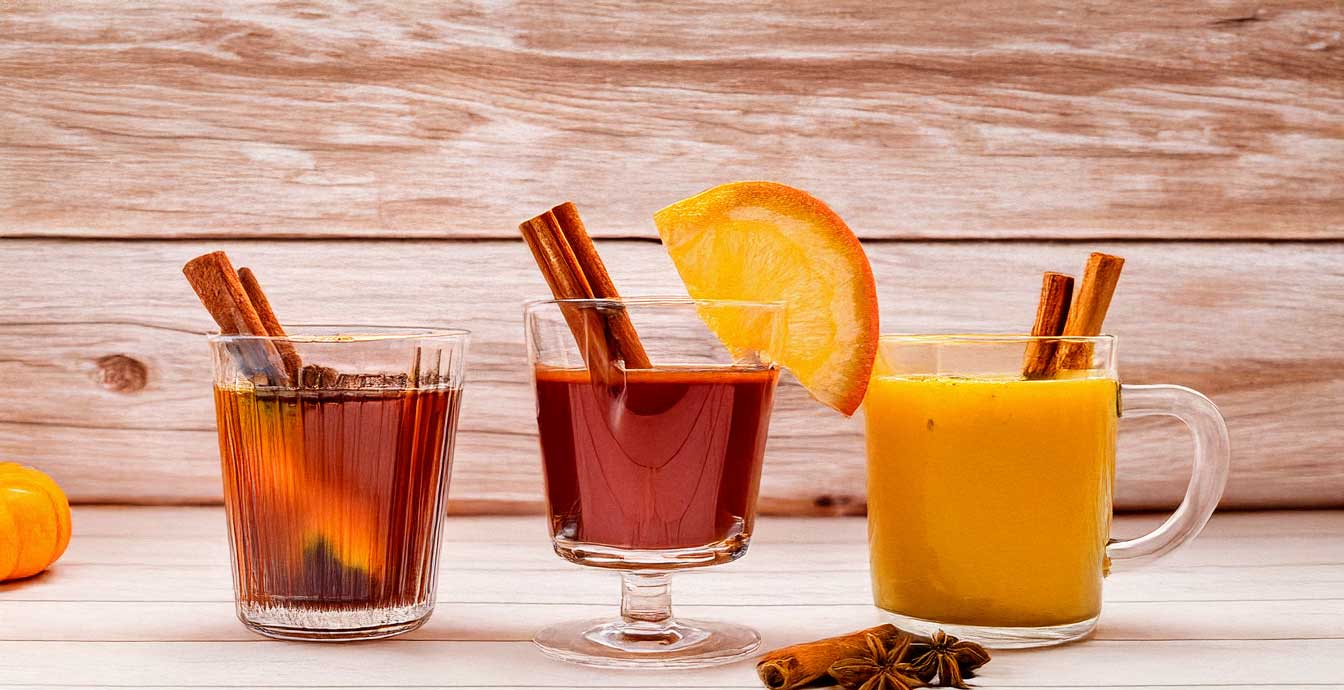 Zimt-Glühwein, Kürbissuppe und Eistee mit Zimt