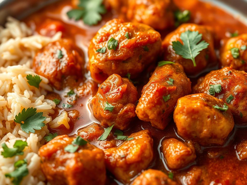 Garam Masala Gewürz mariniertes Hähnchen mit Reis