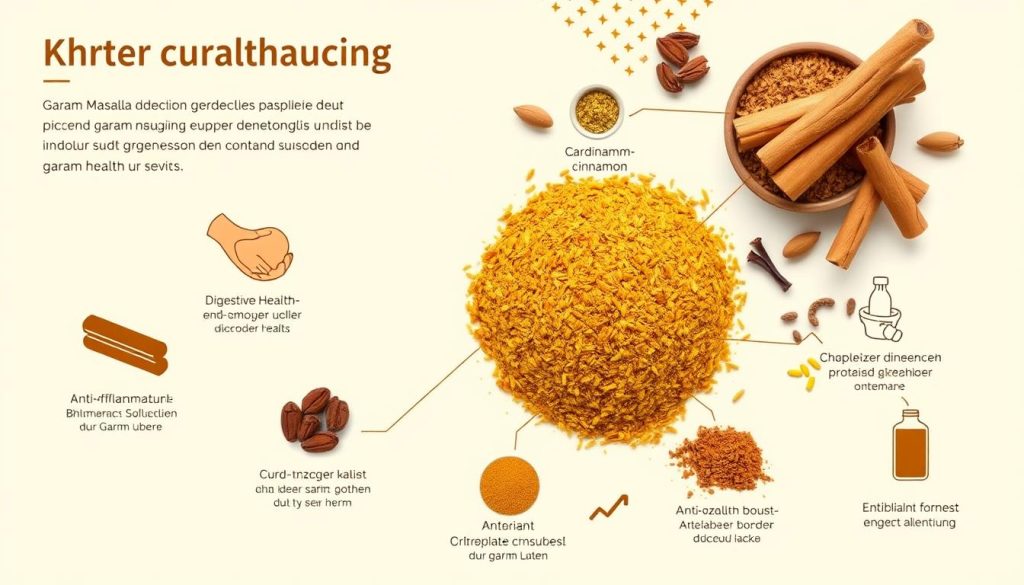 Garam Masala Gewürz und seine gesundheitlichen Vorteile visualisiert
