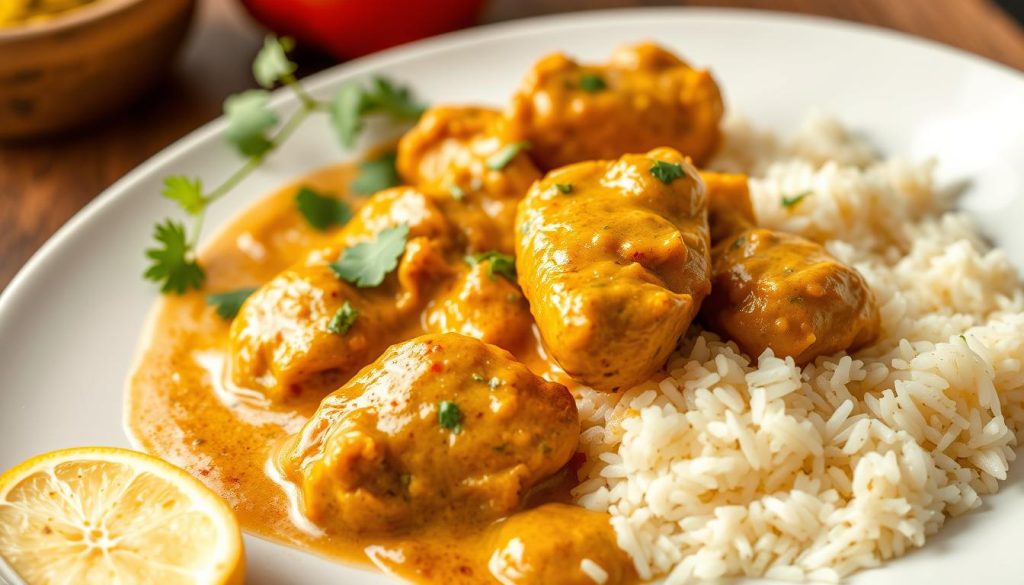 Garam Masala Hähnchen mit Joghurtsauce und Reis Garam Masala Hähnchen mit Joghurtsauce und Reis