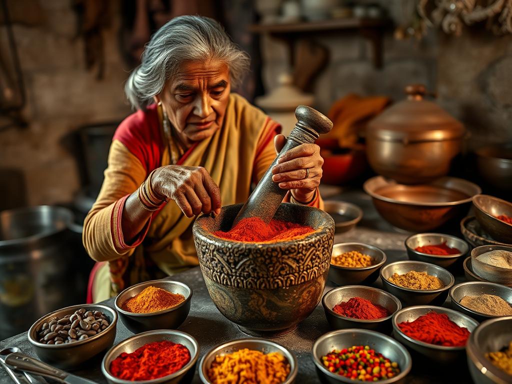 Traditionelle indische Küche mit Garam Masala Gewürz Zubereitung