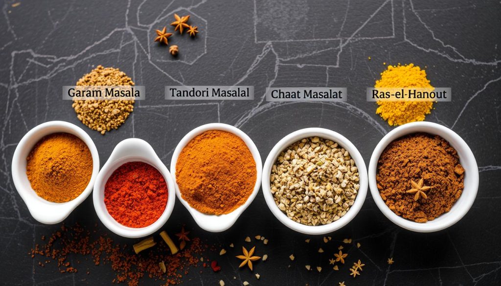 Vergleich verschiedener Gewürzmischungen inklusive Garam Masala Gewürz