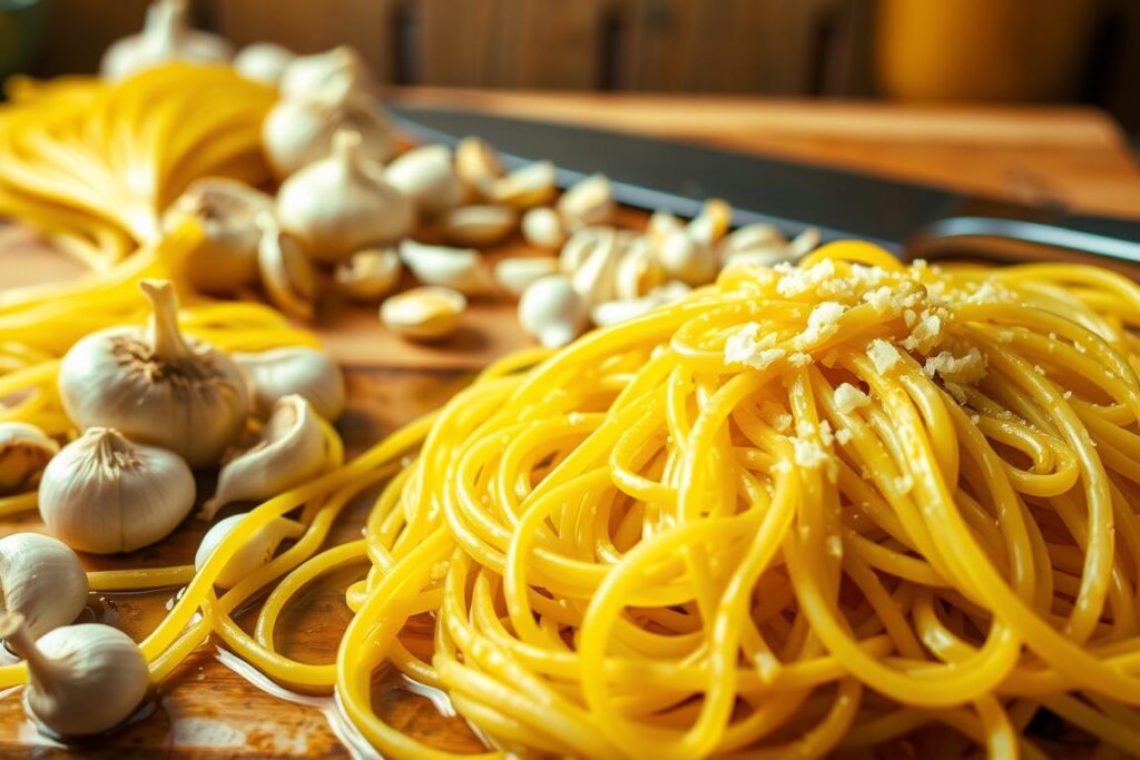 Knoblauchspaghetti Zubereitung
