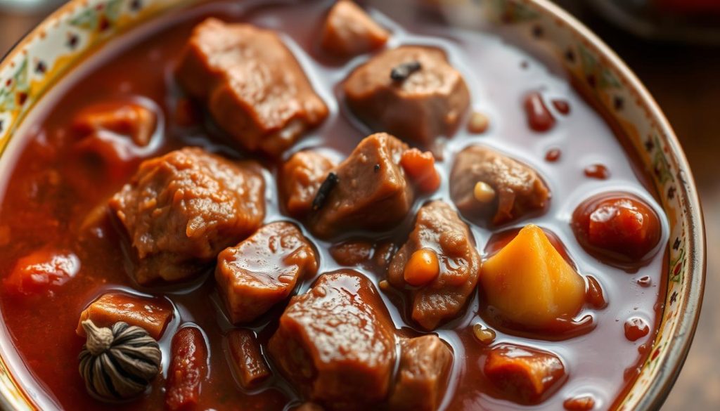 Österreichisches Gulasch mit Schwarzem Kardamom verfeinert Österreichisches Gulasch mit Schwarzem Kardamom verfeinert